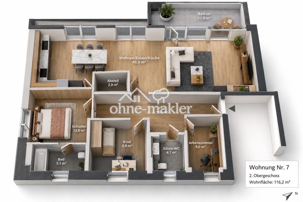 Wohnung 3-4 Zimmer mit Terrasse in Potsdam-Drewitz - Photo 5