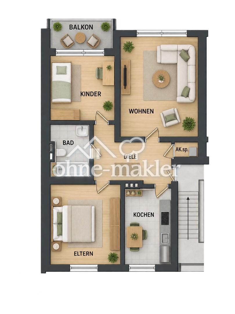 3 Zimmer EG-Wohnung mit Balkon, frei ab 01.11.2026 - Photo 1