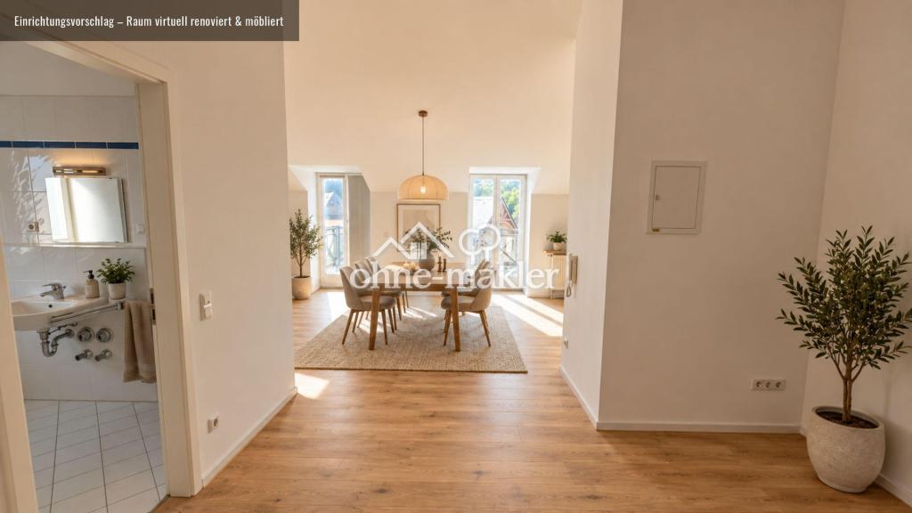 Baudenkmal „Robertsburg": Helle 2-Zimmer-DG-Wohnung mit Südbalkon und Schlossblick - Foto 3