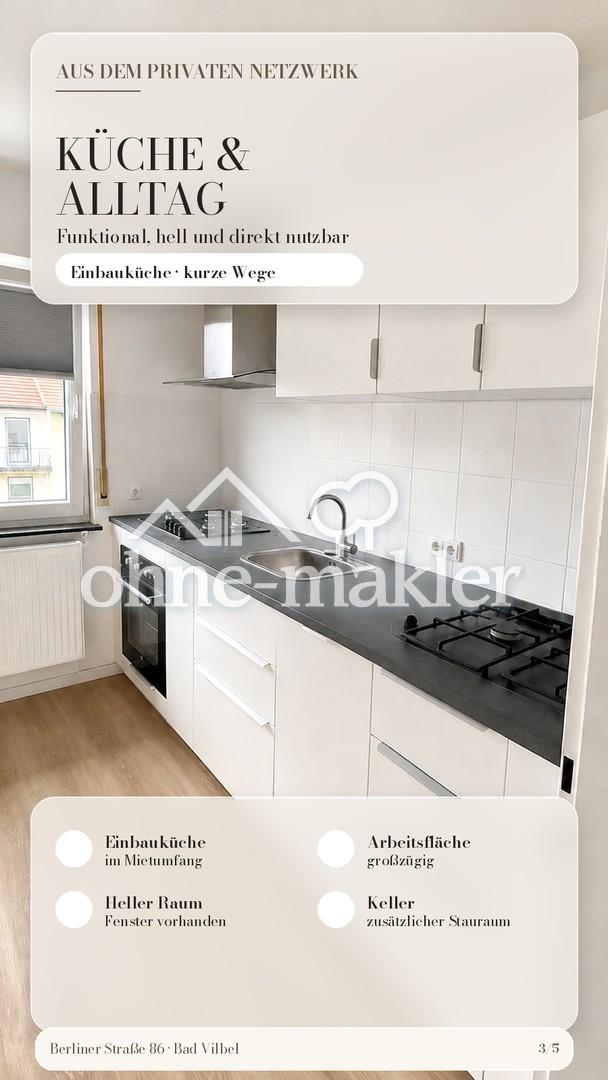 Gut geschnittene 3-Zimmer-Wohnung mit Balkon, Gartenmitbenutzung & Garage in Bad Vilbel“ - Foto 4