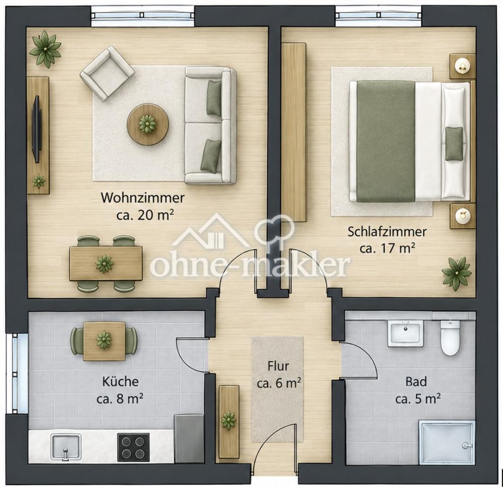 Helle 2-Zimmer-Wohnung mit 56 m² in Karlsruhe-Innenstadt-West - Photo 1