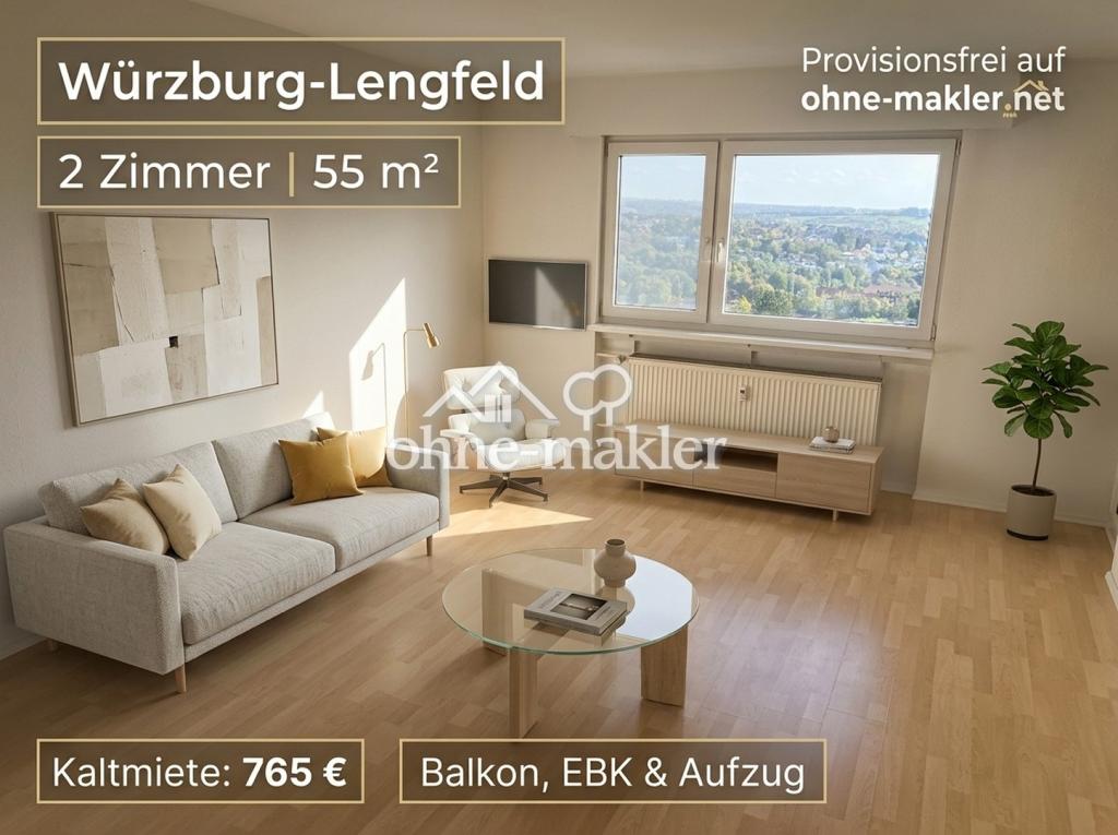 Helle 2-Zimmer-Wohnung mit Südbalkon und Weitblick in Würzburg-Lengfeld - Foto 2