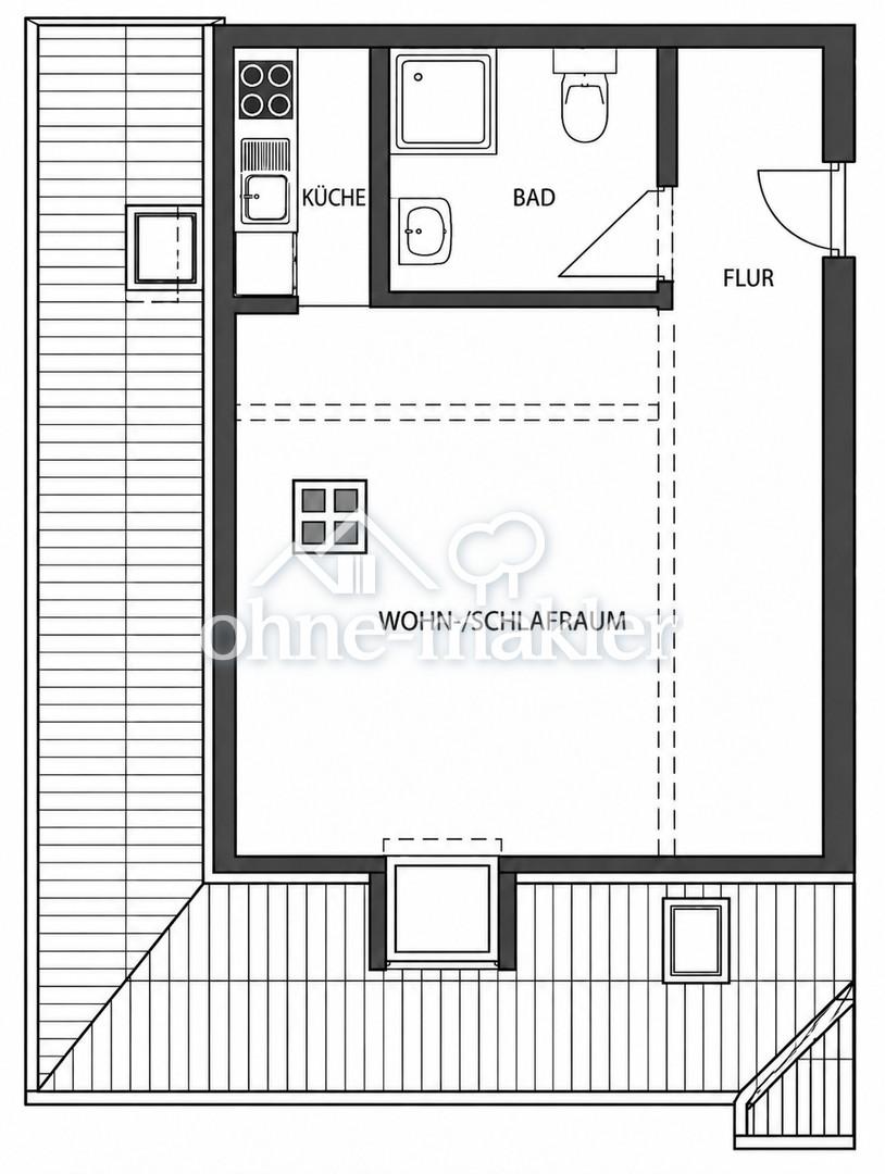 Zentrales 1-Zimmer-Dachgeschoss-Apartment mit Einbauküche nahe Uniklinik & Uni - Foto 4