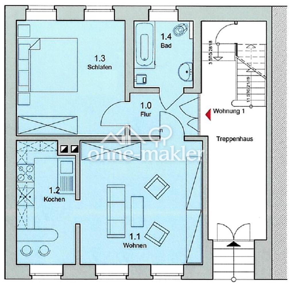 2-Raum-Wohnung mit Hinterhof – zentrale Lage Apolda - Foto 5