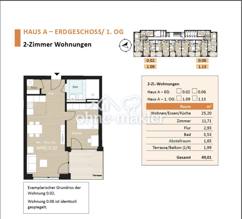 2-Zimmer-Neubau mit Westterrasse in Bennigsen – 49 m² – Wohngenossenschaft Zur Schille eG - Foto 2