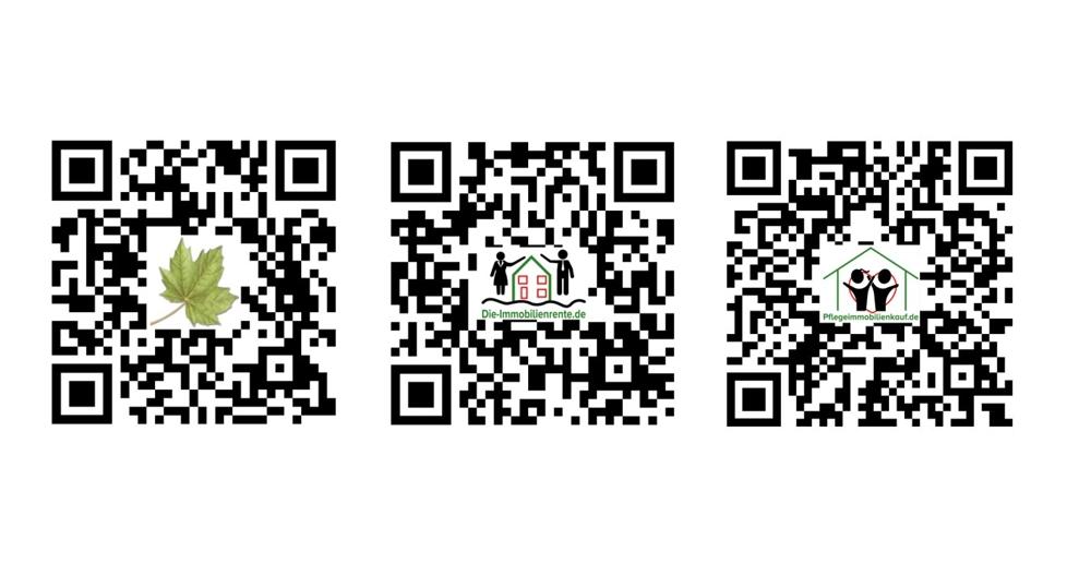 3 QR-Codes AhornPflegeRente