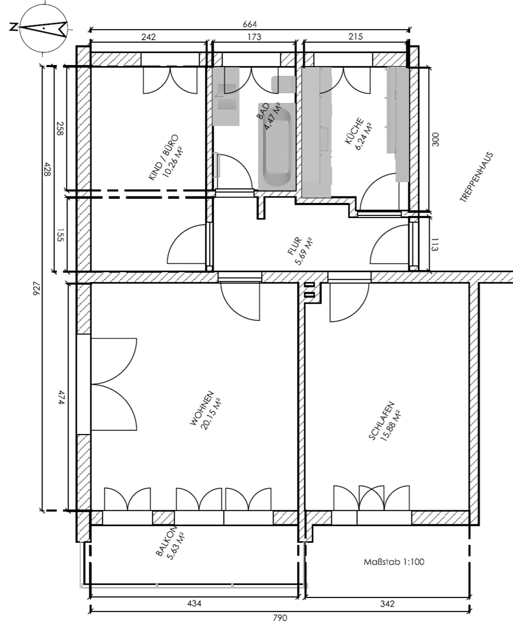 Bemaßter Grundriss