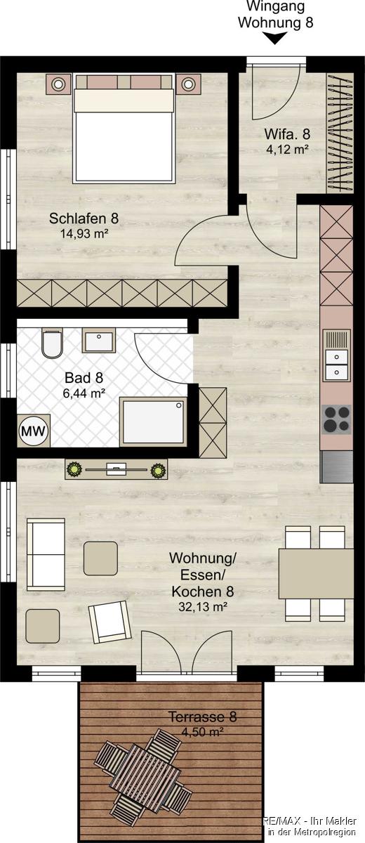 Grundriss Whg. 8 - EG-rechts
