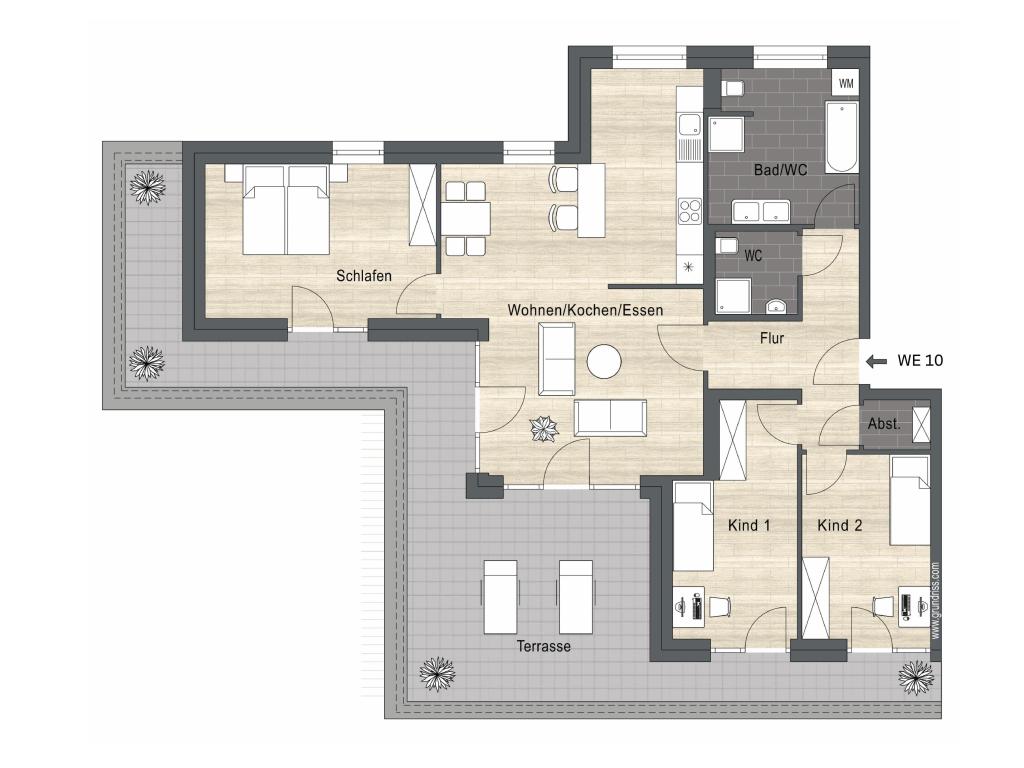 Erstbezug! Modernes 4-Zimmer-Penthouse mit großer Terrasse und Garagenstellplatz! - Foto 1