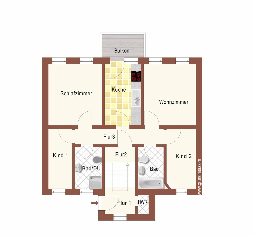 Erstbezug- Hochwertige 4-Raum-Wohnung mit 2 Bädern und Balkon! - Foto 4