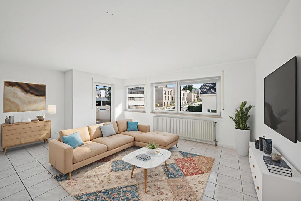 Wohnzimmer mit digitalem Wohnbeispiel