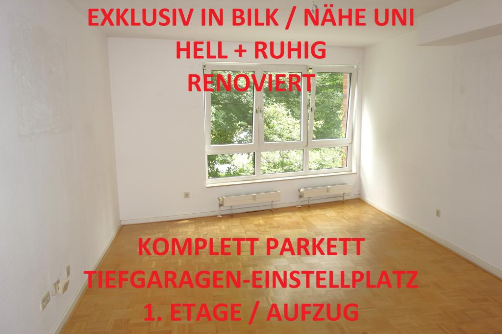 EXKLUSIV BILK NÄHE UNI HELL + RUHIG RENOVIERT KOMPLETT PARKETT DUSCHBAD TG-STELLPL. 1.OG / AUFZUG - Foto 1