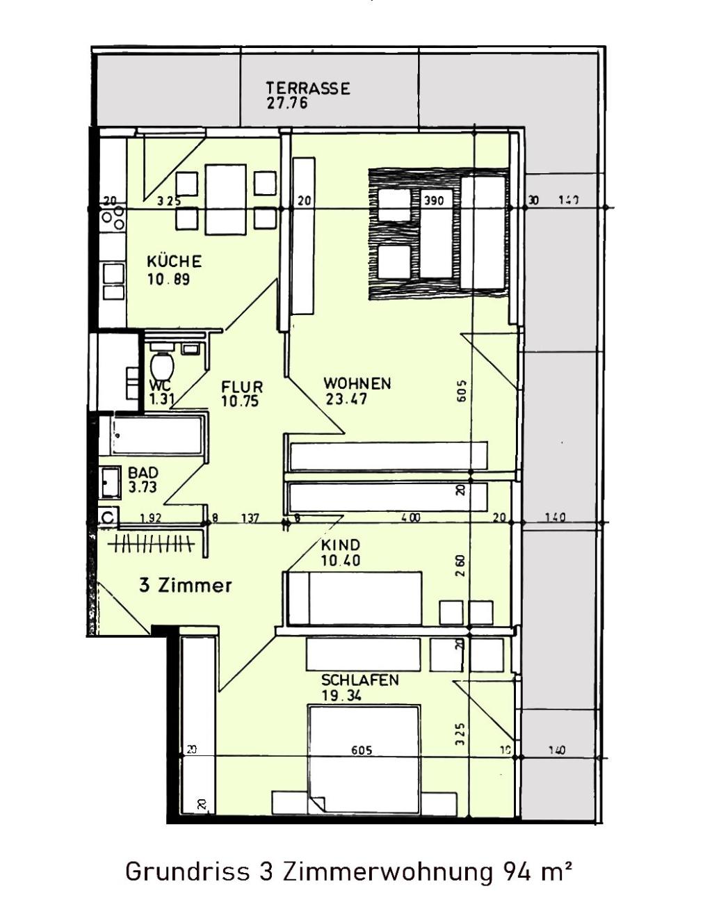 Grundriss 3 Zimmer
