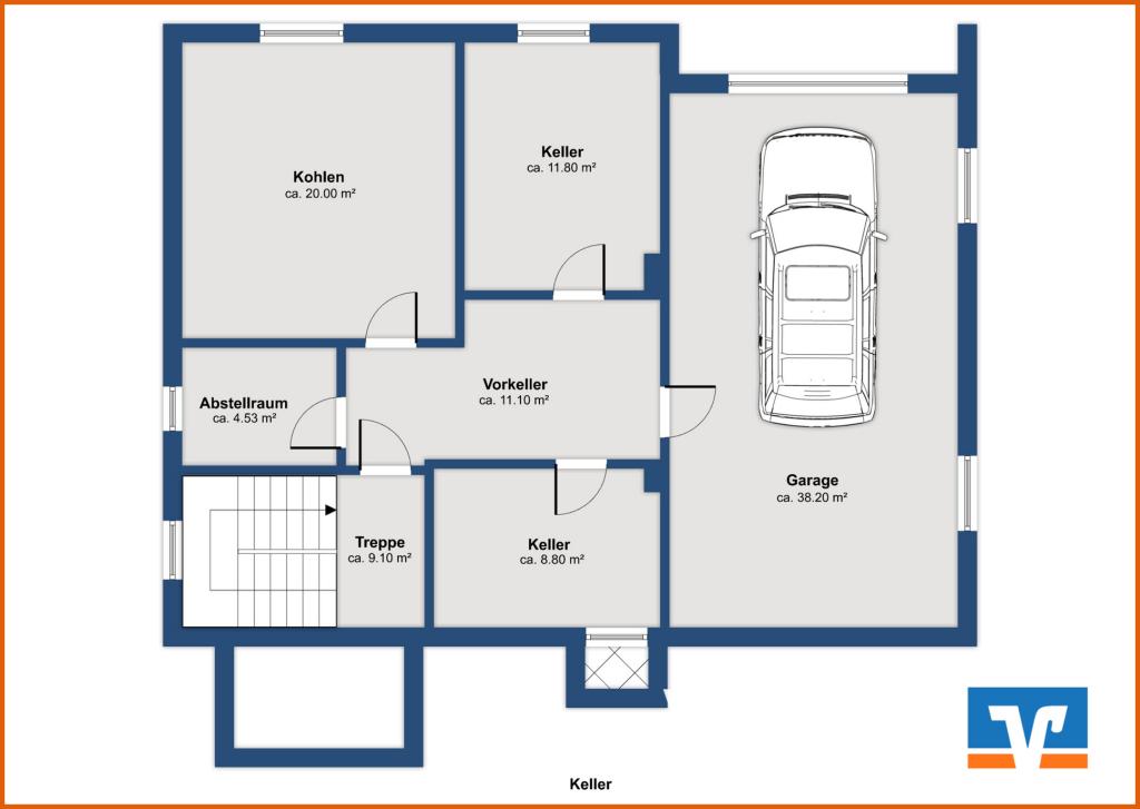 Grundriss Kellergeschoss visualisiert