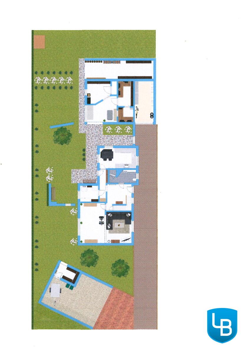 Grundriss mit Außenanlage