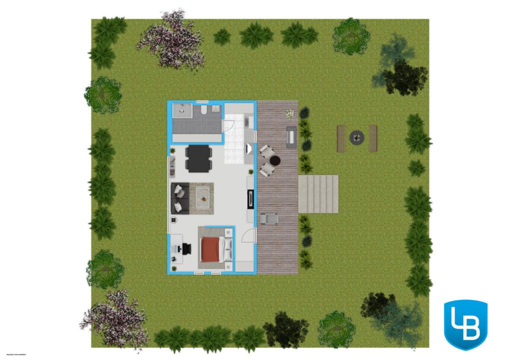 Grundrissskizze mit Terrasse