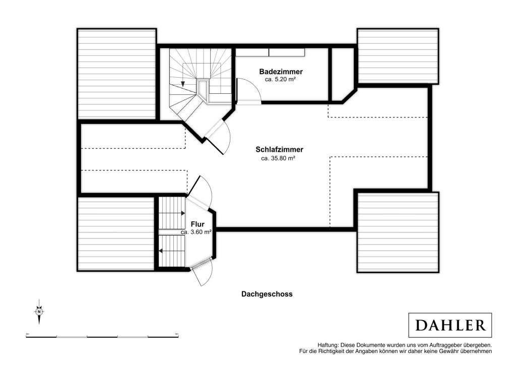 Der Grundriss im Dachgeschoss 