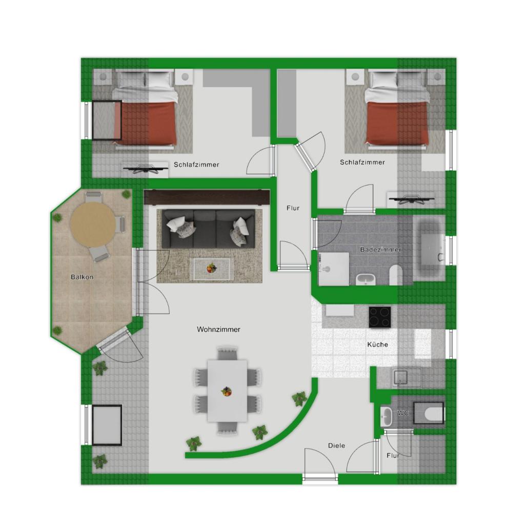 Grundriss Dachgeschoss farbig