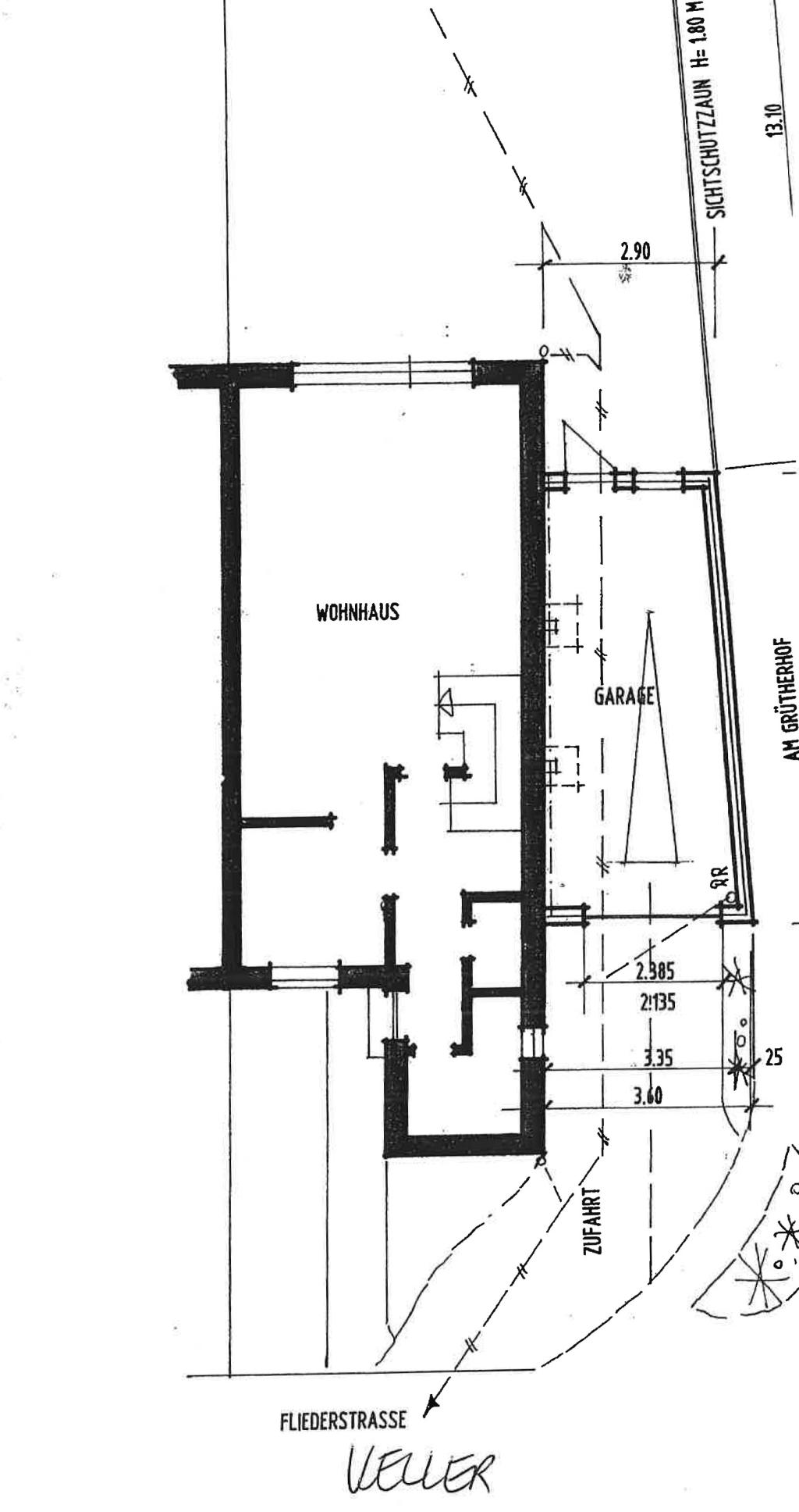 Zeichnung mit Garage 