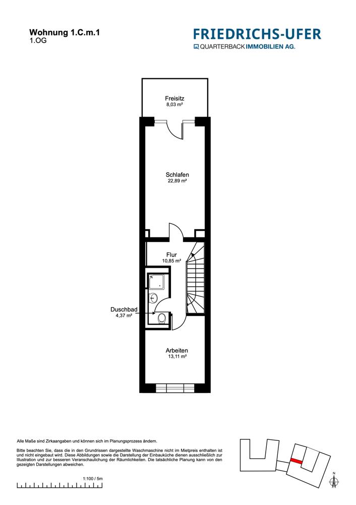 Grundriss Maisonette 0.C.m.1-2
