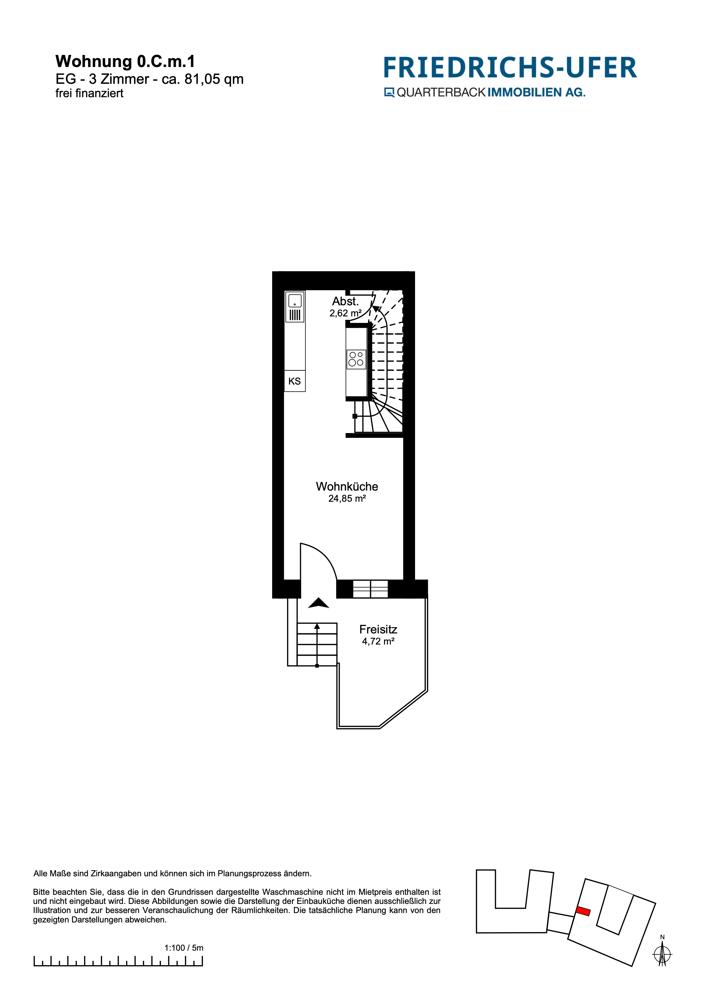 Grundriss Maisonette 0.C.m.1-1