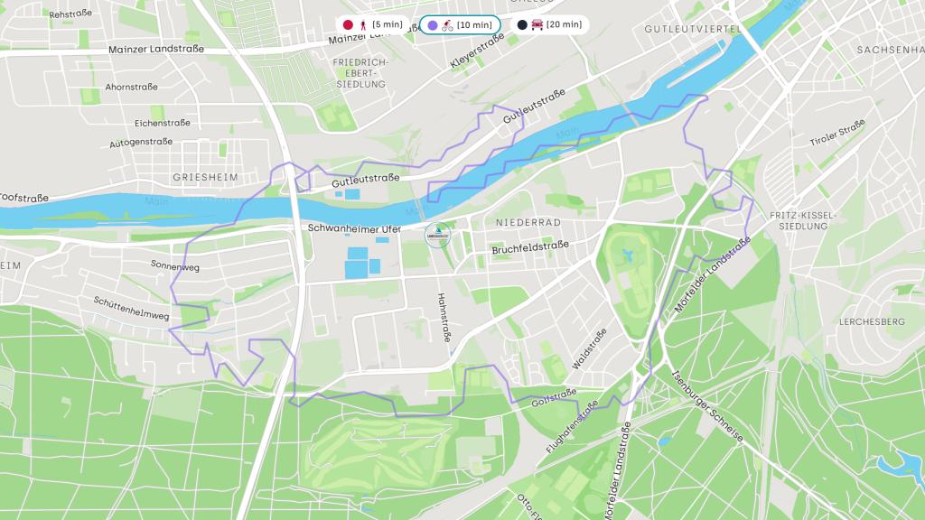 10 Min. mit dem Fahrrad