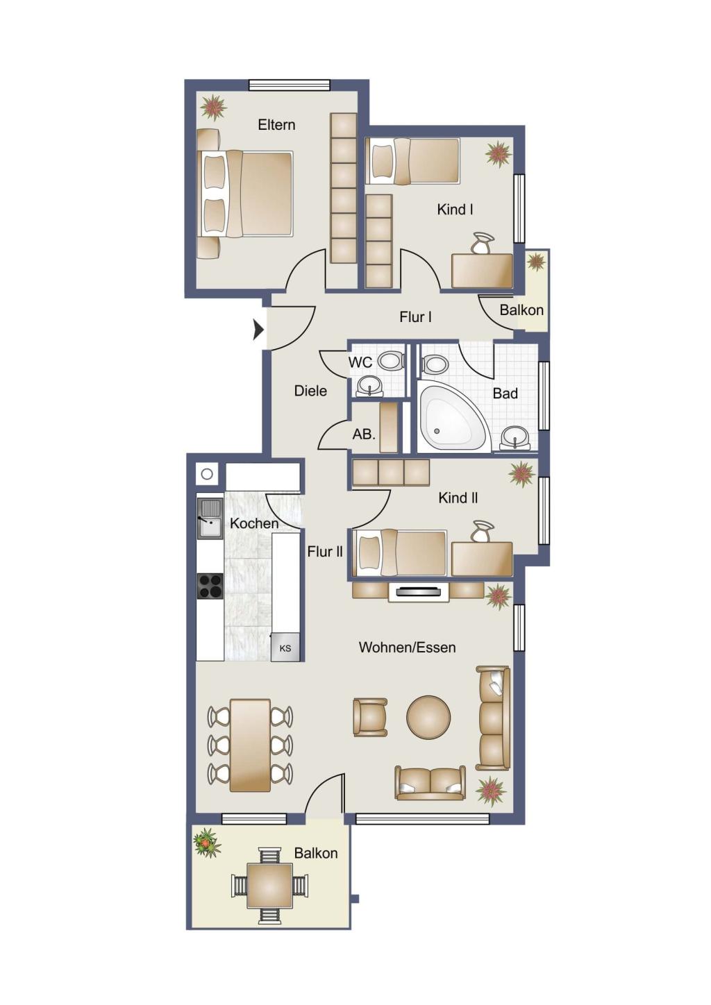 Grundriss Wohnung 4