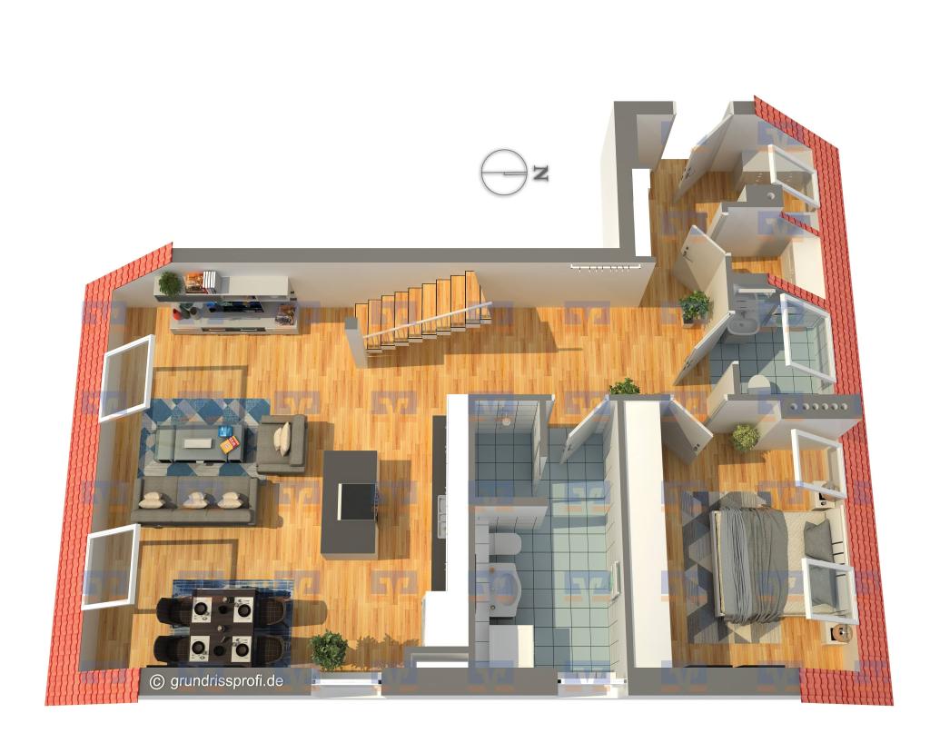Grundriss der Wohnung in 3D
