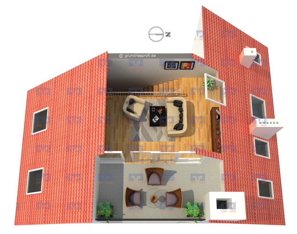Grundriss der Wohnung in 3D