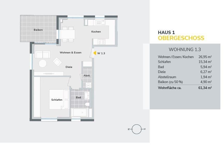 Grundriss Wohnung Nr. 1.3