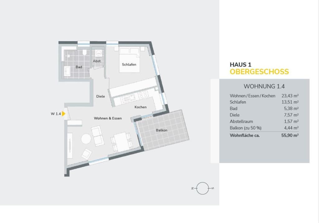 Grundriss WE 1.4