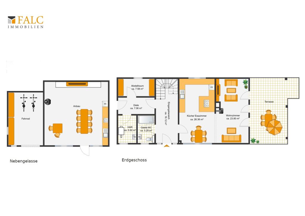Grundriss Nebengelass & EG