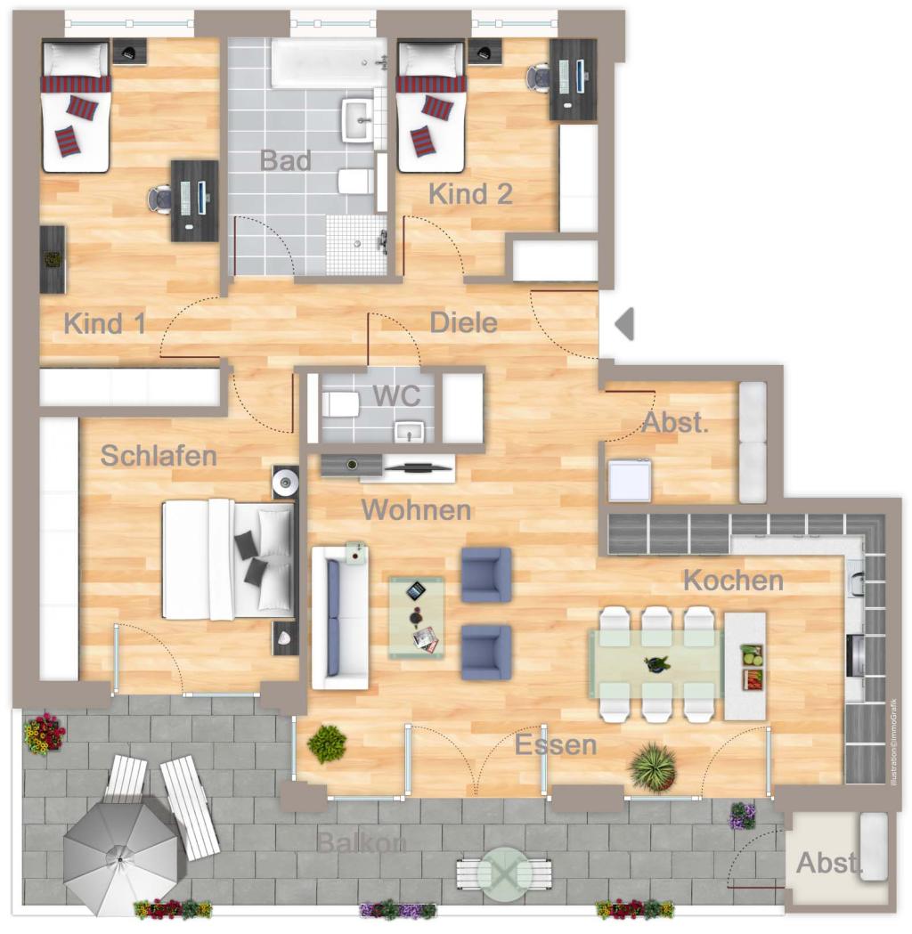 Moderne 4-Zimmer-Wohnung, nur wenige Schritte von der Wupper entfernt! - Foto 1