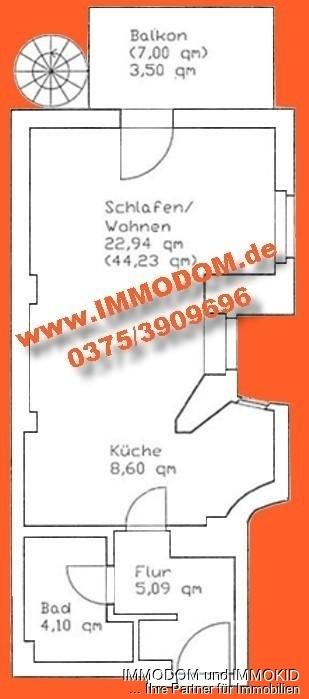 1-Zimmer-Appartement mit BALKON und Einbauküche in Zwickau zu vermieten! - Photo 2