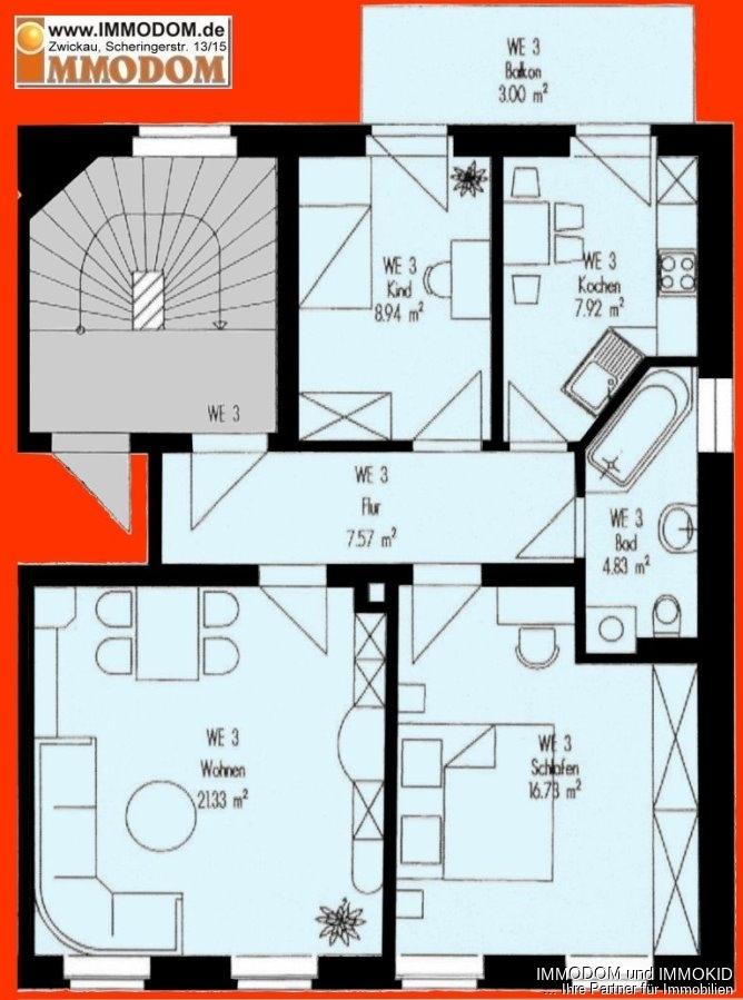 3-Zimmer-Wohnung mit BALKON und PKW-Stellplatz in Zwickau-Pölbitz zu vermieten! - Foto 3