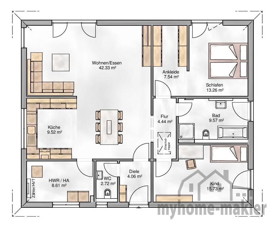 Grundriss Bungalow 118