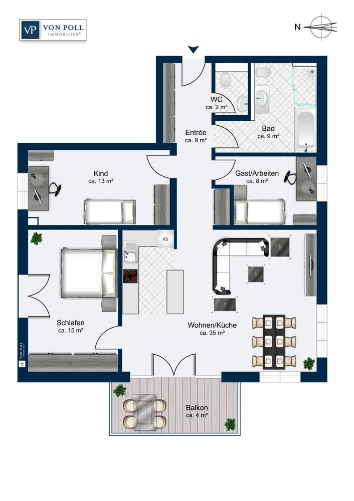 Energieeffiziente Wohnung mit Westbalkon + Tiefgarage in zentraler Lage - Foto 5