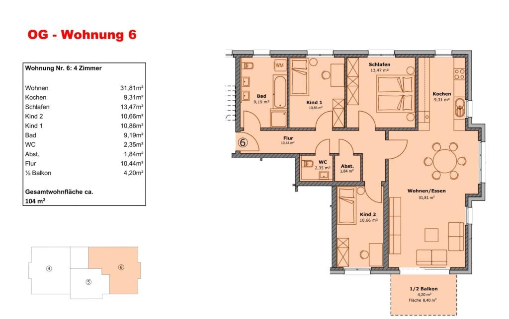 4 Zimmerwohnung im OG mit ca. 104 m² ab dem 01.10.2026 verfügbar - Foto 3