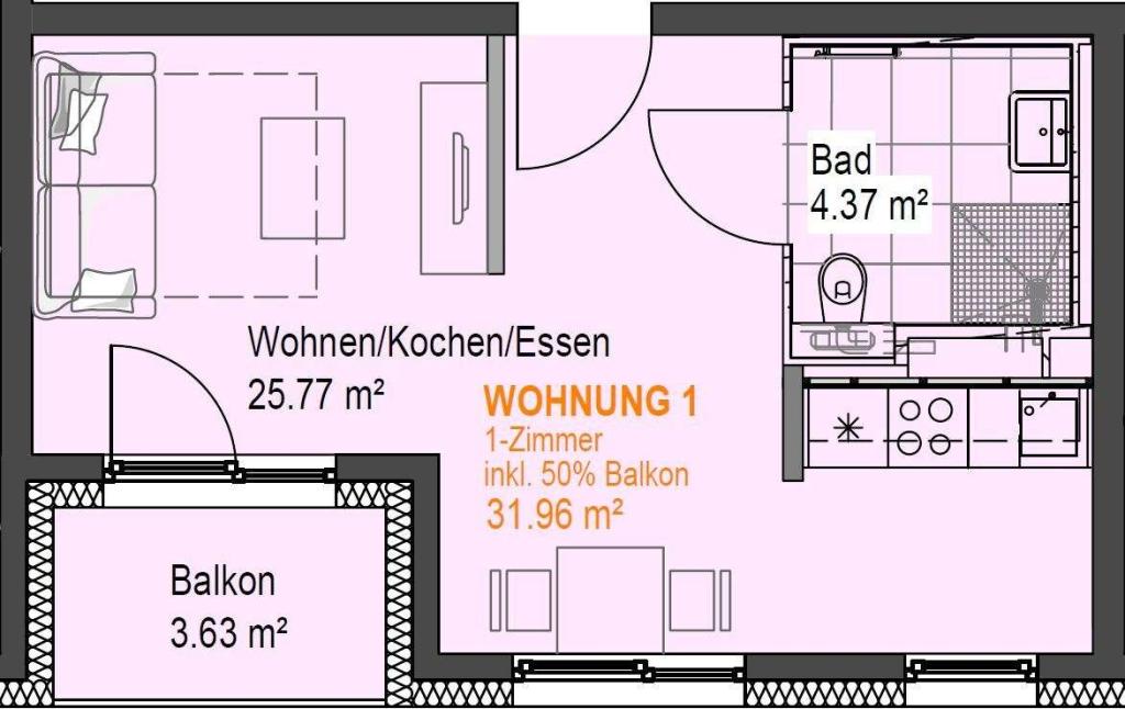 *In Campusnähe* - Schöne 1-Zi.-Neubauwohnung mit Balkon am Gießener Kugelberg! - Foto 2