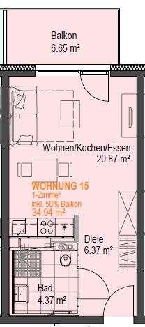Kompakt und Chic: 1-Zimmer-Apartment mit Balkon am Kugelberg - Foto 4