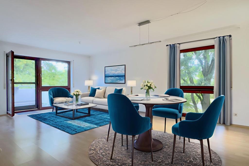 Wohn- und Esszimmer mit virtueller Einrichtung