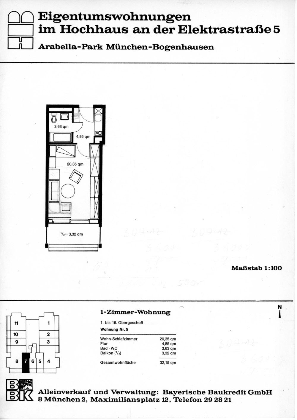 Grundriss Elektastrasse 5 Wohnung 1510