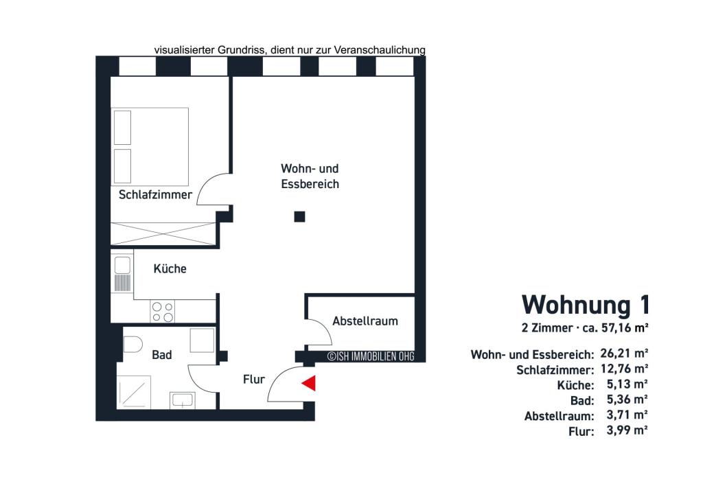 Schöne 2 - Zimmer Wohnung - direkt in der Innenstadt! - Foto 1
