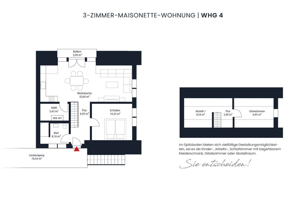 Grundriss Whg. 4 OG+DG rechts