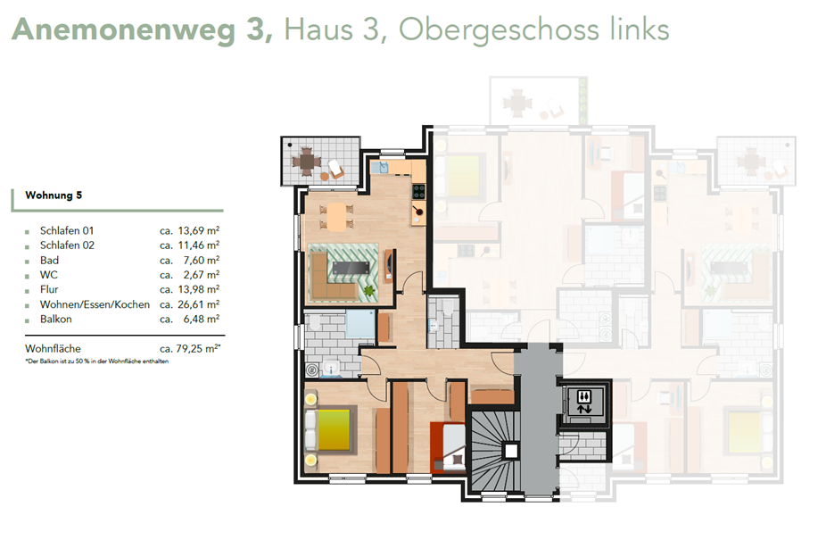 Anemonenweg 3, 1. Obergeschoss links, Wohnung 5