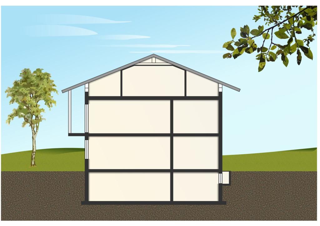 Querschnitt des Mehrfamilienhauses
