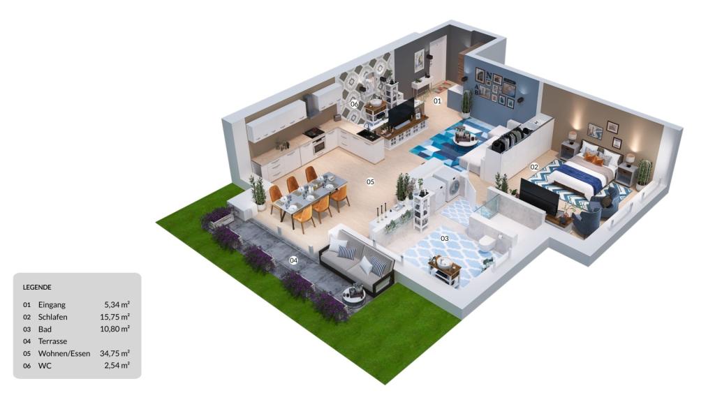 Moderne Erdgeschosswohnung mit Terrasse und nachhaltigem Energiekonzept - Foto 3