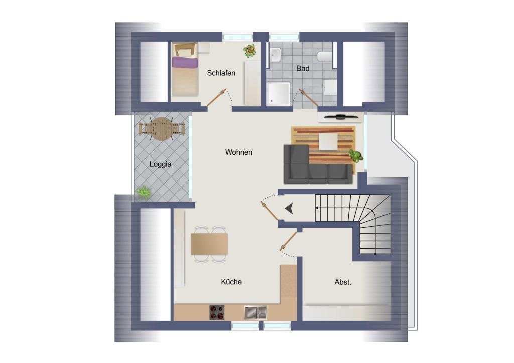 Moderne Dachgeschosswohnung mit Loggia - Photo 1