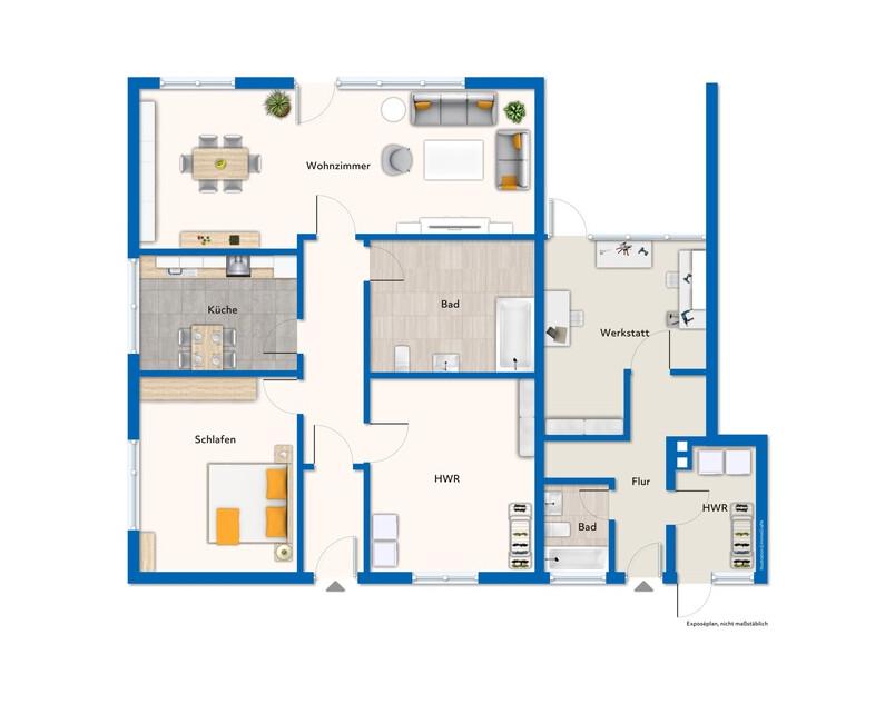 Grundriss Einliegerwohnung u. Werkstatt