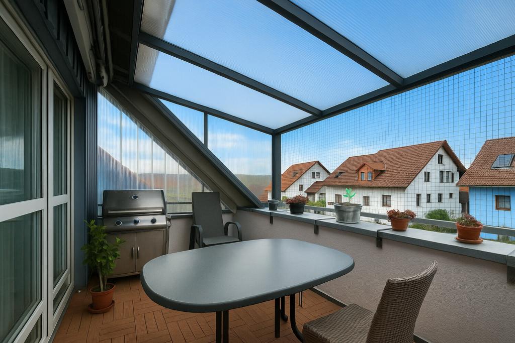 wind- und wettergeschützter Balkon